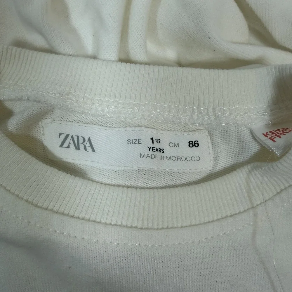 New-Zara Kids 18M Sweatshirt White Heart New York Graphic Crewneck Gingham Magic